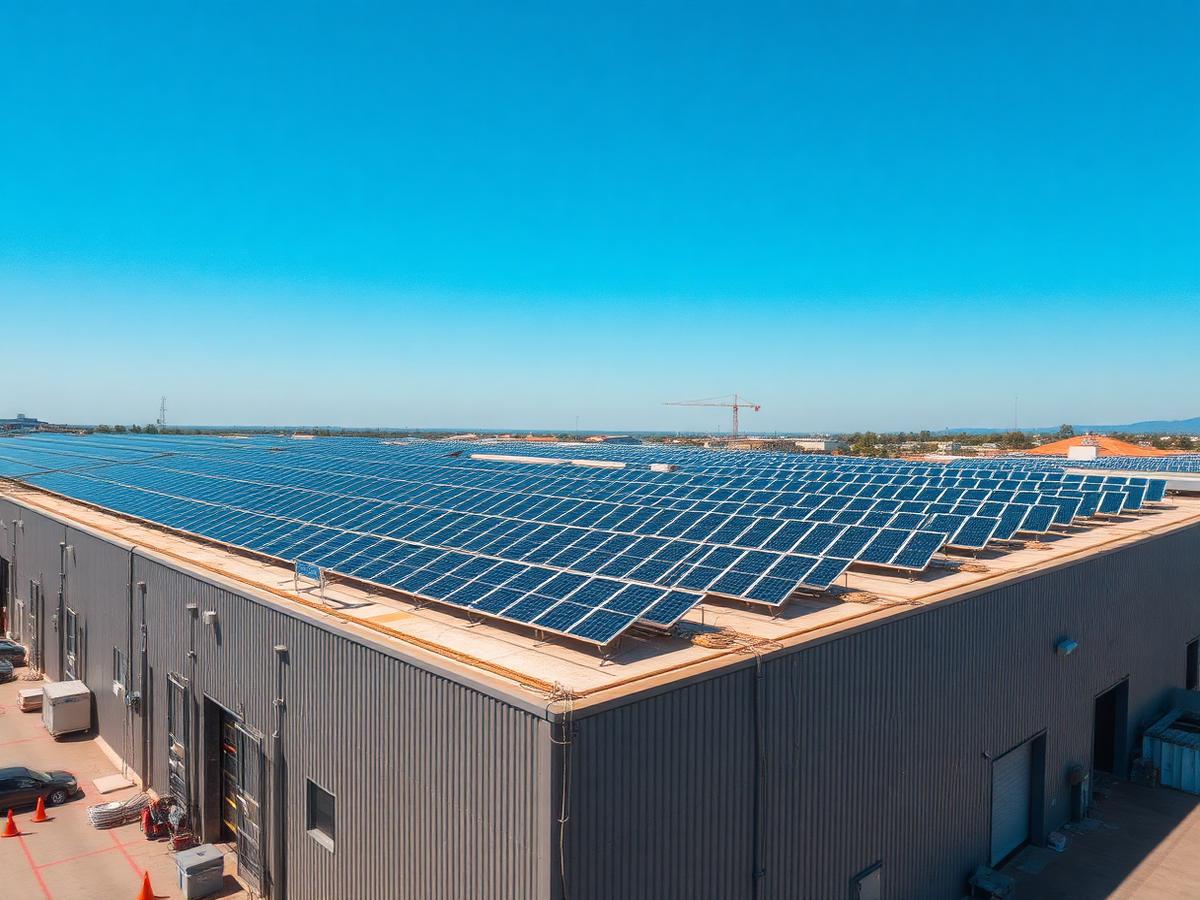 Placas solares instaladas en la cubierta de una nave industrial del polígono Les Comes de Igualada